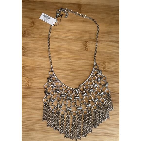 Chico's Jewelry - Chico’s Kellen Boho Bib Silver Tone Boho Bohemian Statement Necklace Adjustable